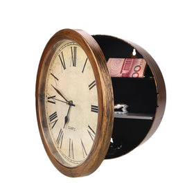 Golden Wall Clock Secret Safe