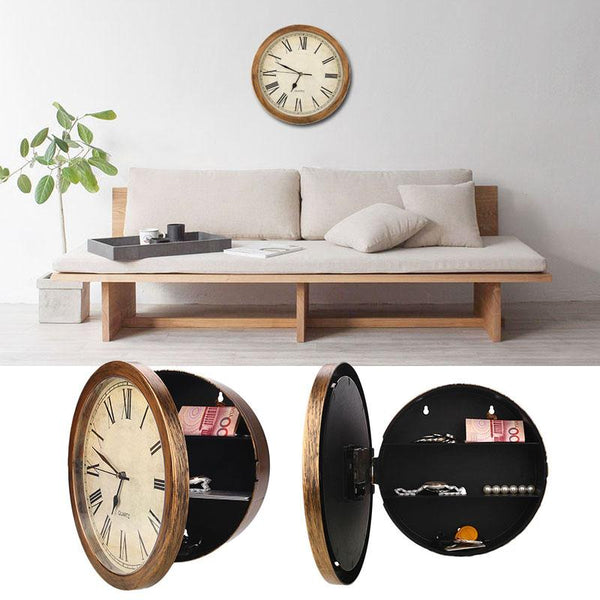 Golden Wall Clock Secret Safe
