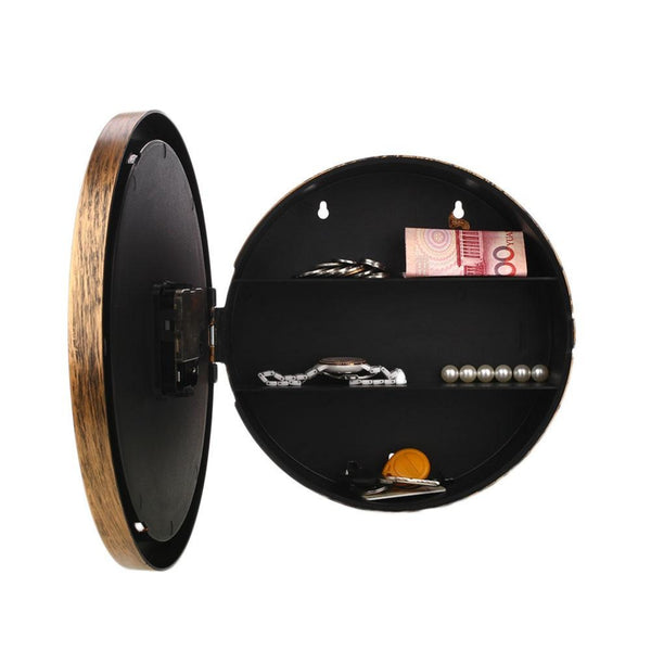 Golden Wall Clock Secret Safe